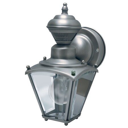 Heath-Zenith Silver Motion-Sensing Incandescent Wall Lantern HZ-4131-SC